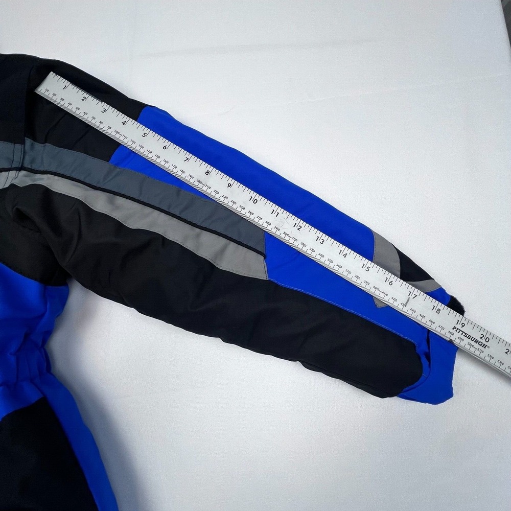 Arizona Boys 10\12 Winter Puffer Coat Jacket Ski Blue Gray Black -No Hood & FLAW - Picture 11 of 11